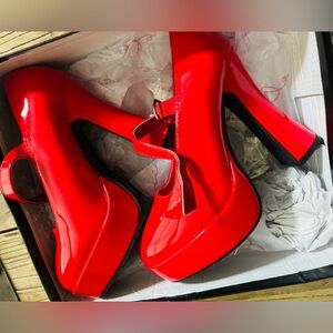 5" Chunky Heel Mary Jane sexy cherry red